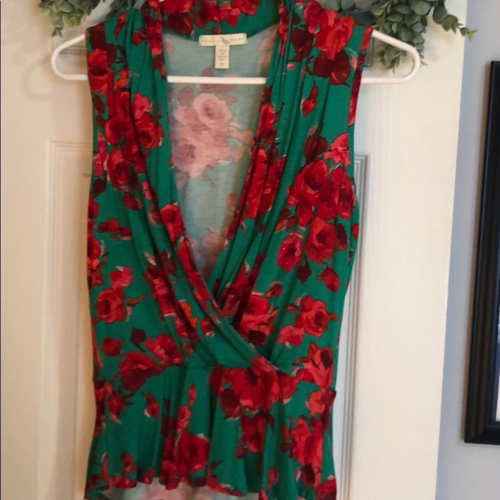 Anthropologie wrap style sleeveless top